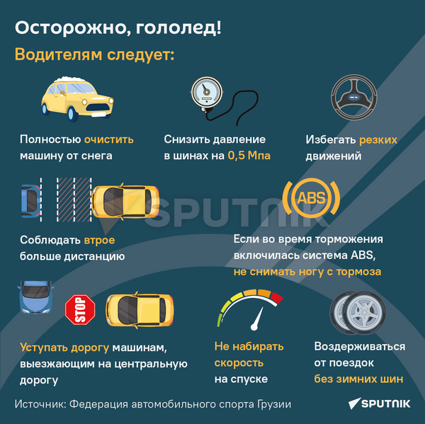 7 простых правил езды в гололед.