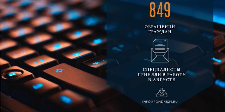 849 письменных обращений поступило в адрес Фонда в августе.