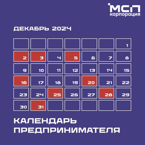 Календарь предпринимателя на декабрь 2024 года. Календарь предпринимателя на декабрь 2024 года.